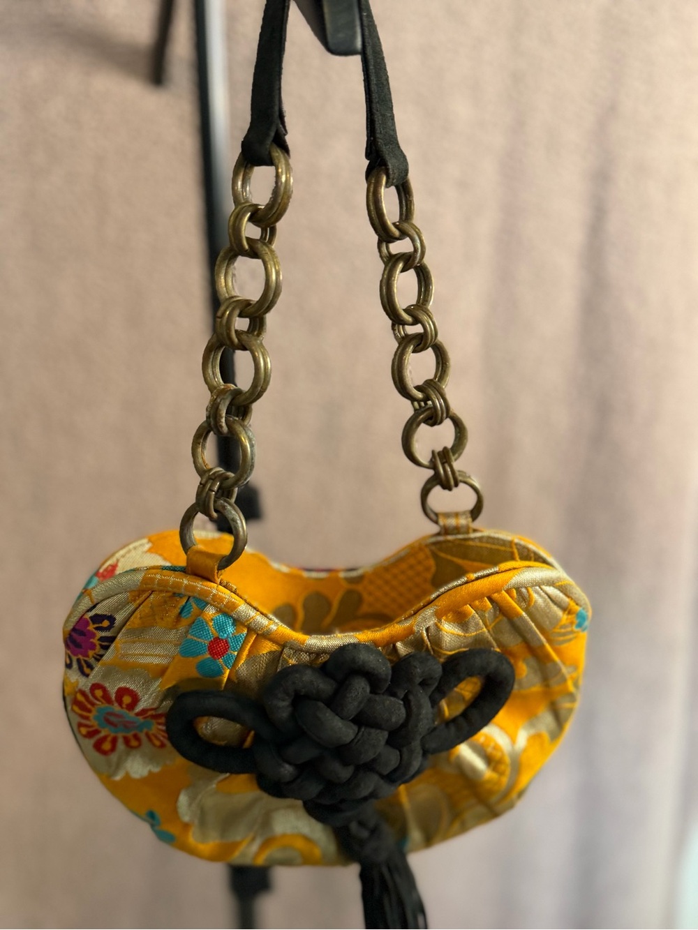 Shanghai Tang Vintage Silk Floral Chinese Knot Tassel Evening Shoulder Bag - Picture 5 of 5